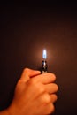Cigarette lighter igniting by a hand Royalty Free Stock Photo
