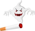 Cigarette with monster cartoon in smoke Royalty Free Stock Photo