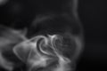 Cigarette Smoke On Black Background Detailed Close-Up