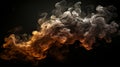 Cigarette smoke on black background, flowing waves, pollution, health danger, smoking