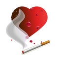 Cigarette with smoke and heart Royalty Free Stock Photo