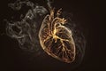 Cigarette smoke in the shape of a heartbeat , created with Generative AI technology
