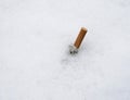 Cigarette in snow Royalty Free Stock Photo