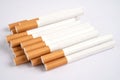 Cigarette, tobacco in roll paper with filter tube, No smoking concept