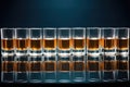 cigarettes arranged in a neat row on a glass table Royalty Free Stock Photo