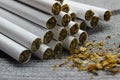 Cigarettes close-up on a gray background Royalty Free Stock Photo