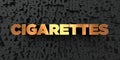 Cigarettes - Gold text on black background - 3D rendered royalty free stock picture Royalty Free Stock Photo