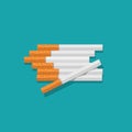 Cigarettes heap vector illustration isolated on blue color background