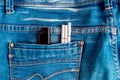 Cigarettes and lighter in back pocket jeans. Royalty Free Stock Photo