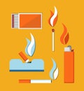 Cigarettes Matches and Cigar Lighter Vector Card