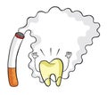 Cigarettes, smoke and yellowed teeth vector illustration Royalty Free Stock Photo