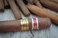 Cigars of Cuba on a wooden table Royalty Free Stock Photo