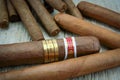 Cigars of Cuba on a wooden table Royalty Free Stock Photo