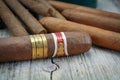 Cigars of Cuba on a wooden table Royalty Free Stock Photo
