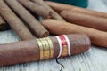 Cigars of Cuba on a wooden table Royalty Free Stock Photo