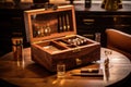 cigars in an elegant wooden humidor