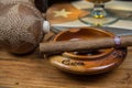 Cigars and Rum or alcohol on table Royalty Free Stock Photo