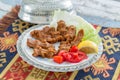 Cigkofte turkish meatball from bulgur with tomato, lemon, and le Royalty Free Stock Photo