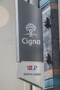 Cigna Insurance Company sign with logo on the side of a building in center city, Philadelphia