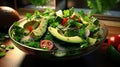 Cilantro and avocado in the salad: freshness and unusual combination of tastes Royalty Free Stock Photo