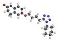 Cilostazol intermittent claudication treatment drug molecule. Inhibitor of phosphodiesterase (PDE3). Atoms are represented as