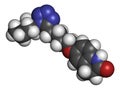 Cilostazol intermittent claudication treatment drug molecule. Inhibitor of phosphodiesterase (PDE3). Atoms are represented as