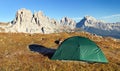 Cima Ambrizzola Croda da Lago Tofano Gruppe green tent Royalty Free Stock Photo