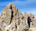 Cima Ambrizzola and Croda da Lago with tourist Royalty Free Stock Photo