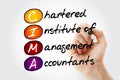 CIMA - Chartered Institute of Management Accountants acronym with marker, business concept background