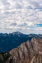 Cima dÃÂ´Asta mountain peak in Dolomiti di Fiemme mountains from Forcella Grande del Latemar in Latemar mountain group in Dolomites