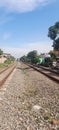 This is the cimahi railway line on the side of the residential area Royalty Free Stock Photo