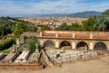 Cimitero delle Porte Sante cemetery with Florence cityscape at background, Italy