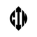 CIN circle letter logo design with circle and ellipse shape. CIN ellipse letters with typographic style. The three initials form a Royalty Free Stock Photo