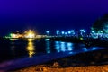 Cinarcik Town Ferry Port And Park At Night Royalty Free Stock Photo