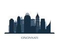 Cincinati skyline, monochrome silhouette.