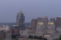 Cincinnati downtown skyline including the Great American Tower and Ballpark, First Financial Center, Procter
