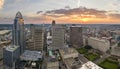 Cincinnati city in state of Ohio with brightly illuminated high skyscraper buildings in downtown district. American Royalty Free Stock Photo