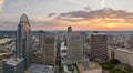 Cincinnati city in state of Ohio with brightly illuminated high skyscraper buildings in downtown district. American Royalty Free Stock Photo