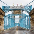 John A Roebling Bridge in Cincinnati Royalty Free Stock Photo