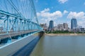 Cincinnati, Ohio City Skyline from the Roebling Bridge