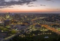 Cincinnati Ohio urban architecture in city downtown at night. Panoramic view of business district skyline with high-rise Royalty Free Stock Photo