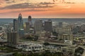 Cincinnati Ohio urban architecture in city downtown at sunset. Panoramic view of business district skyline with high Royalty Free Stock Photo