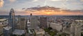 Cincinnati Ohio urban architecture in city downtown at sunset. Panoramic view of business district skyline with high Royalty Free Stock Photo