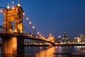 Cincinnati skyline as seen from Covington Kentucky across the Ohio River Royalty Free Stock Photo