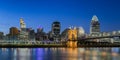 Cincinnati skyline panoramic from Covington at night Royalty Free Stock Photo