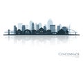 Cincinnati skyline silhouette with reflection. Royalty Free Stock Photo