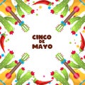 Cinco de Majo mexican holiday vector cartoon frame Royalty Free Stock Photo