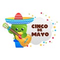 Cinco de Majo mexican holiday vector cartoon frame Royalty Free Stock Photo