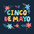 Cinco de Mayo banner text. Greeting typography font. Mexican festival invitation card. The 5th of May celebration event poster. Royalty Free Stock Photo