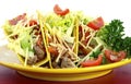 Cinco de Mayo bright colorful party food with platter of tacos Royalty Free Stock Photo